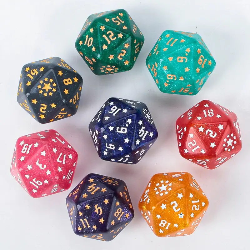 brand-new acrylic set of 7-piece star-carved dice D4, D6, D8, D10, D12, D20 multi-sided dice in 8 colors for a board game