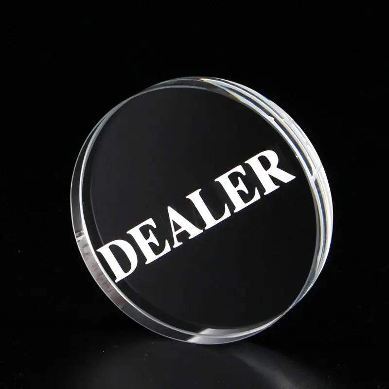 1 Clear Crystal DEALER Size 58*10mm/2.28*0.39in Dealer Texas Game Accessories Board Game Entertainment