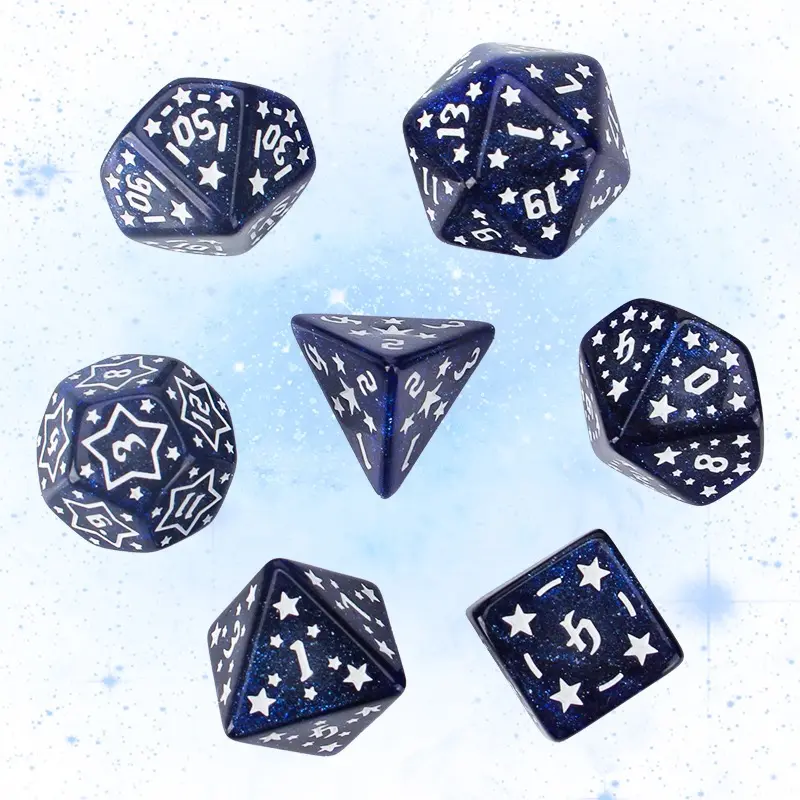 brand-new acrylic set of 7-piece star-carved dice D4, D6, D8, D10, D12, D20 multi-sided dice in 8 colors for a board game