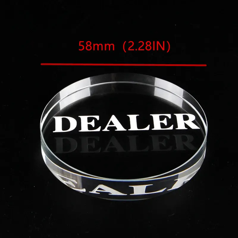 1 Clear Crystal DEALER Size 58*10mm/2.28*0.39in Dealer Texas Game Accessories Board Game Entertainment