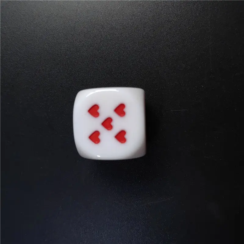 10pcs/set White/Red Heart Dice 25mm/0.98in Acrylic 6-sided Rounded Heart Dice Bar Party Family Games Entertainment