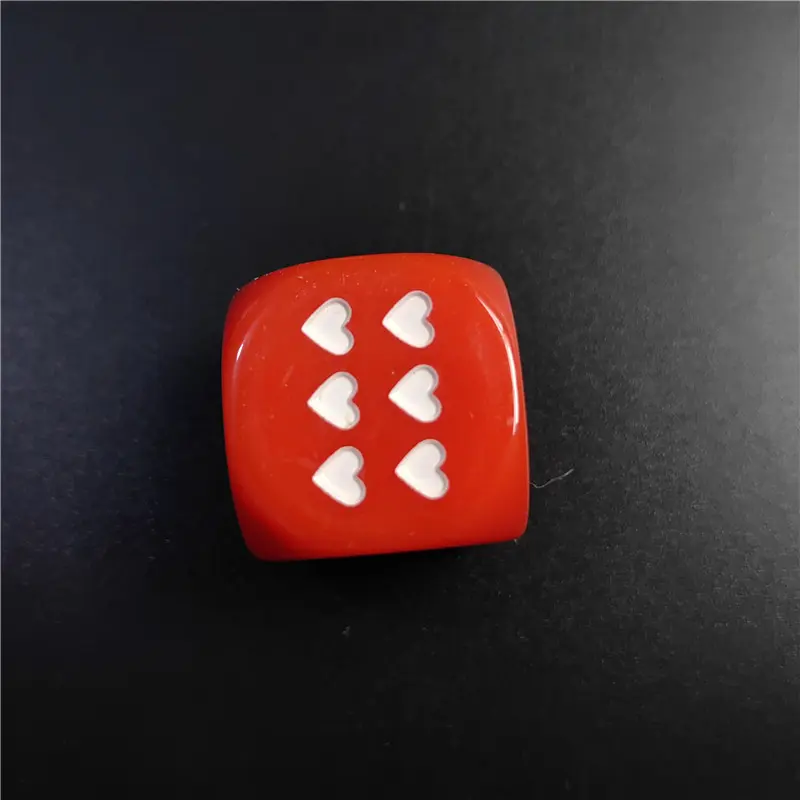 10pcs/set White/Red Heart Dice 25mm/0.98in Acrylic 6-sided Rounded Heart Dice Bar Party Family Games Entertainment