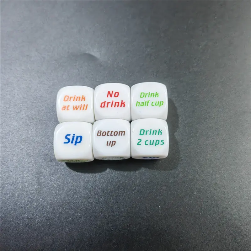 2 Pcs Of 2cm /0.79in Or 2.5cm /0.98in Color Printed English Wine Dice Creative Wine Dice Bar Game Nightclub Large Color Dice