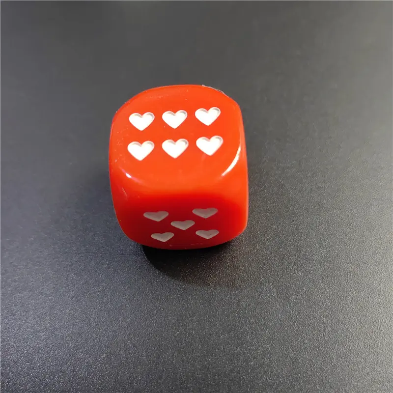 10pcs/set White/Red Heart Dice 25mm/0.98in Acrylic 6-sided Rounded Heart Dice Bar Party Family Games Entertainment