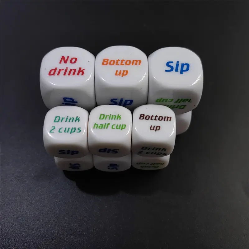 2 Pcs Of 2cm /0.79in Or 2.5cm /0.98in Color Printed English Wine Dice Creative Wine Dice Bar Game Nightclub Large Color Dice