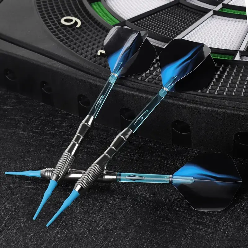 3pcs of soft-tip darts about 18g blue four-part assembly standard safety dart shaft Aurora Wing dart flight entertainment games