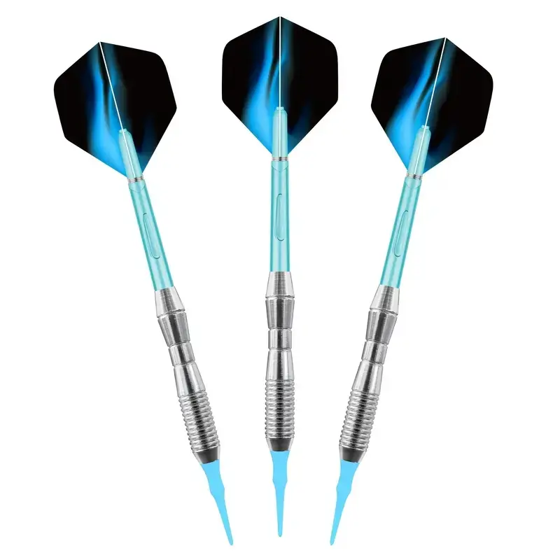 3pcs of soft-tip darts about 18g blue four-part assembly standard safety dart shaft Aurora Wing dart flight entertainment games