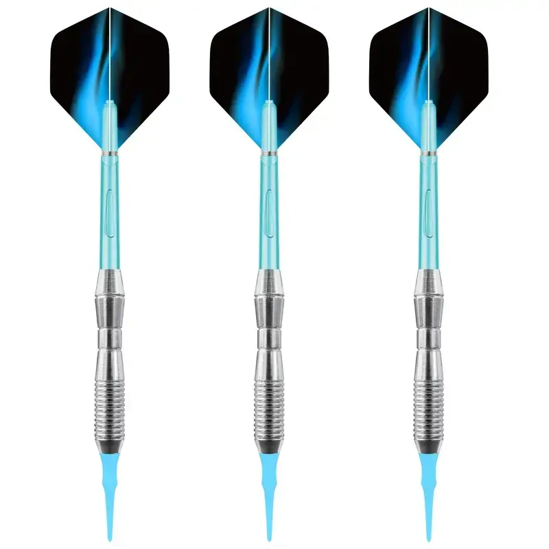 3pcs of soft-tip darts about 18g blue four-part assembly standard safety dart shaft Aurora Wing dart flight entertainment games
