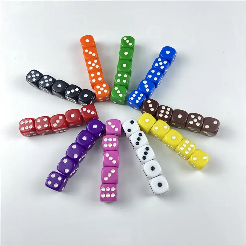 10Pcs/Lot 16mm Drinking Dice Acrylic White Round Corner Hexahedron Dice Party Playing Games RPG Dice Club/Party/Family Games