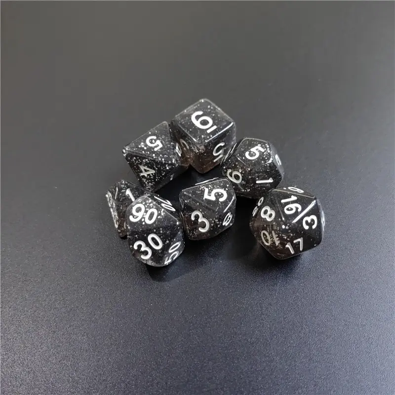 7 PCs 1 Set Of Transparent Flash Point Dice New Acrylic Set D4 D6 D8 D10 D12 D20 Multi-sided Dice TRPG Dungeons & Dragons Game