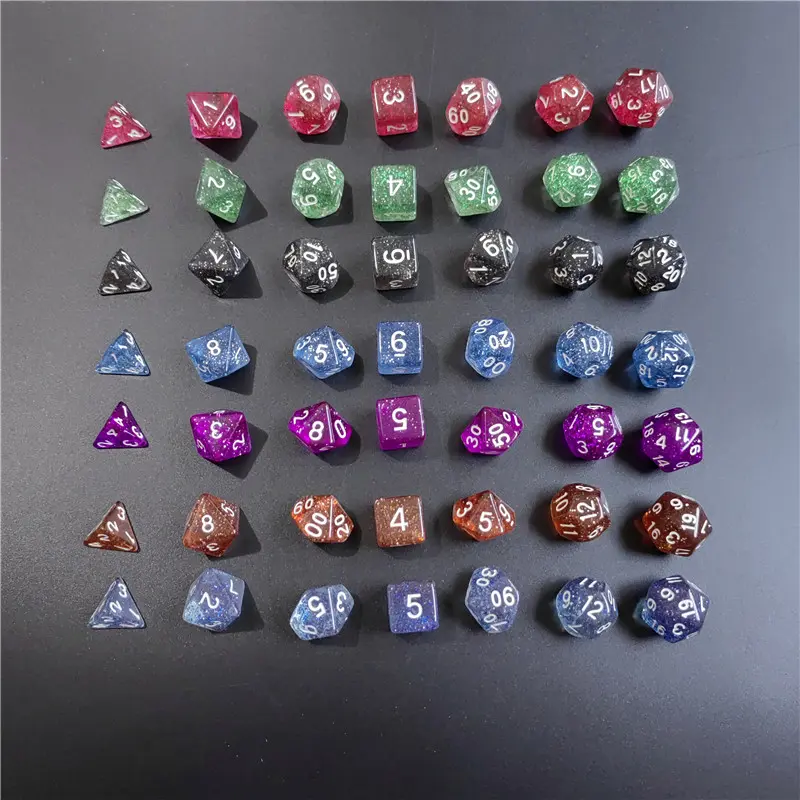 7 PCs 1 Set Of Transparent Flash Point Dice New Acrylic Set D4 D6 D8 D10 D12 D20 Multi-sided Dice TRPG Dungeons & Dragons Game