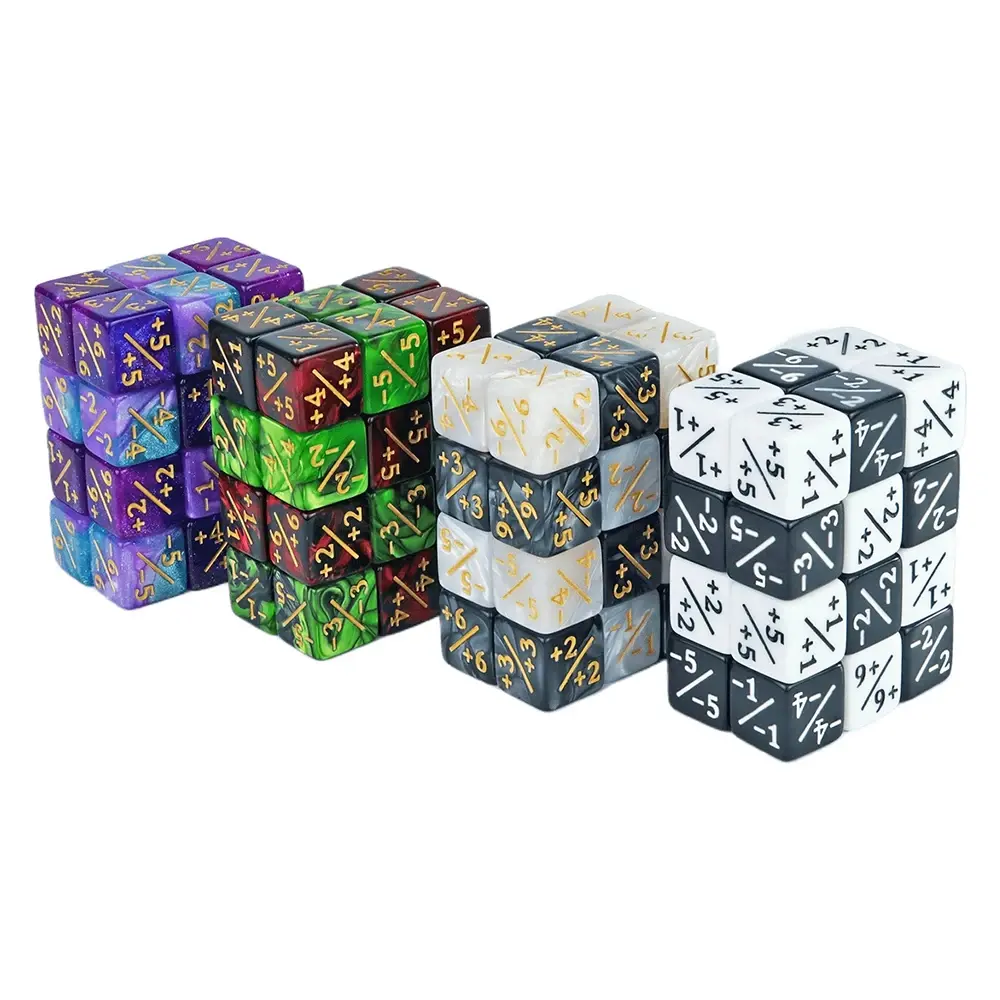 10pcs/set Six Sided Dice Set D6 Counters +1/+1 and -1/-1 Set for Math Teaching ,Kid Arithmetic Toys, Card Game Accessories