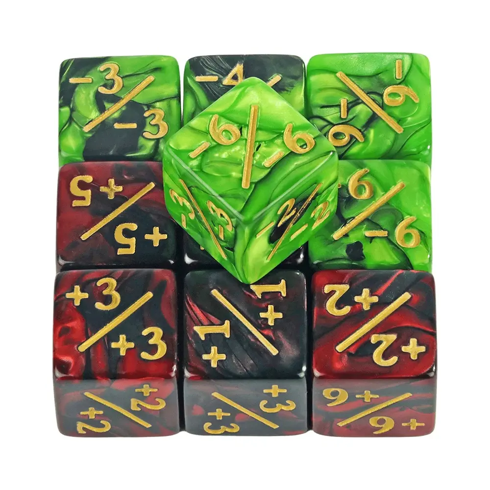10pcs/set Six Sided Dice Set D6 Counters +1/+1 and -1/-1 Set for Math Teaching ,Kid Arithmetic Toys, Card Game Accessories