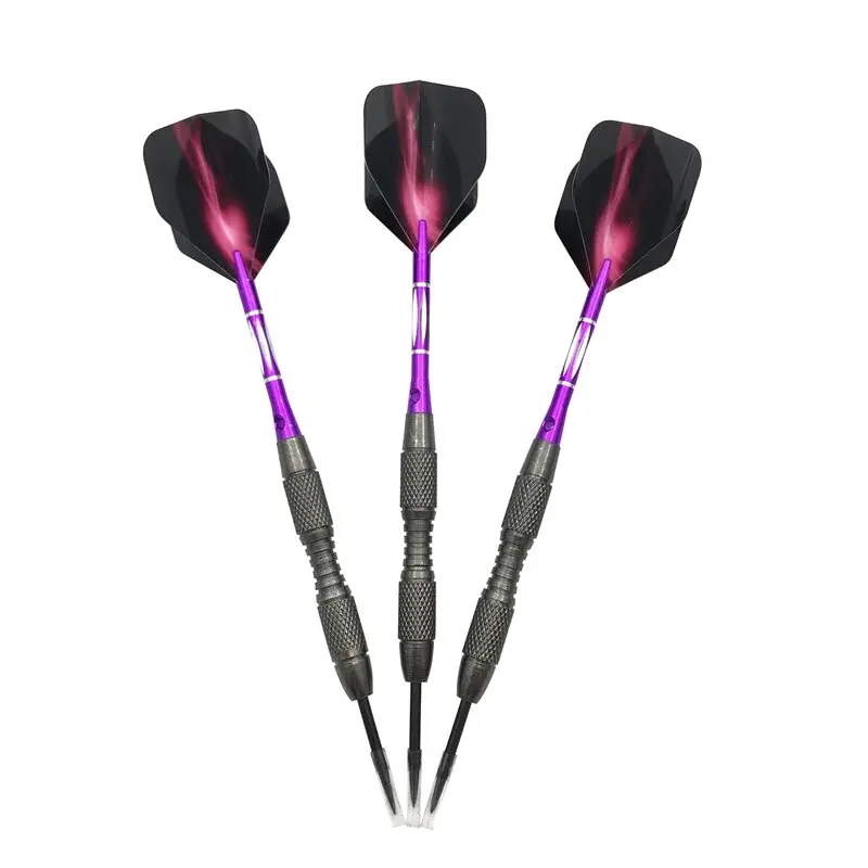 3pcs/set Of Metal High-grade Imitation Tungsten Steel Darts 20g Competition Training Purple Carved Rod Purple Dart Wings