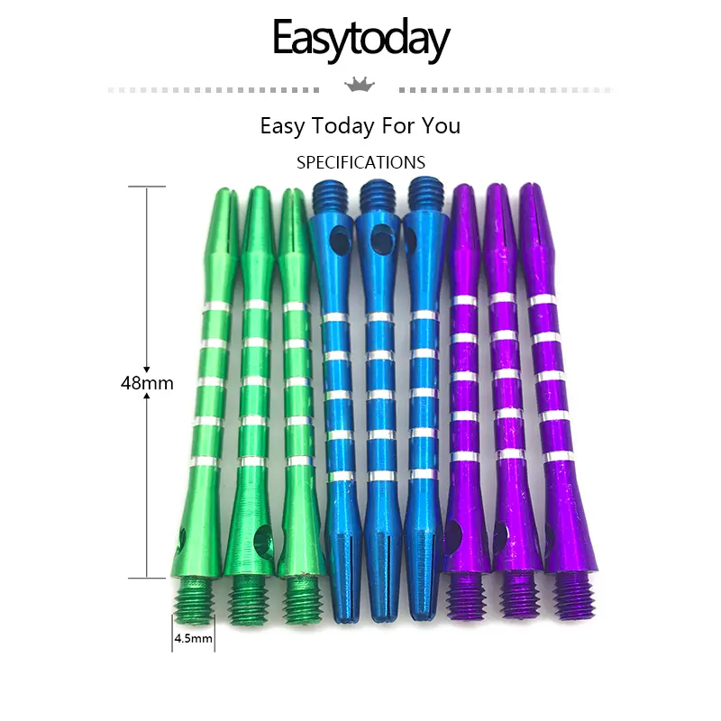 18Pcs/set Darts Shafts Accessories Six Colors Aluminum Screw Dart Shaft Standard 2BA Long 48mm Shafts Wholesale Flechette
