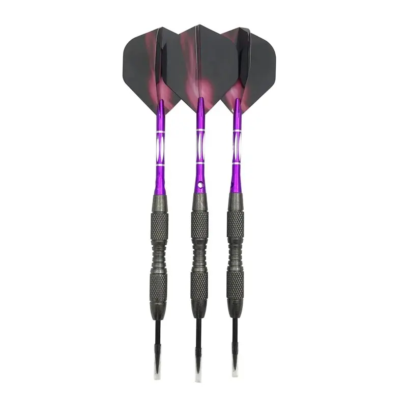 3pcs/set Of Metal High-grade Imitation Tungsten Steel Darts 20g Competition Training Purple Carved Rod Purple Dart Wings