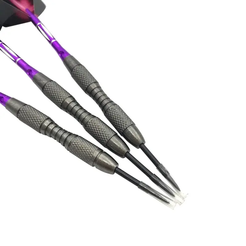 3pcs/set Of Metal High-grade Imitation Tungsten Steel Darts 20g Competition Training Purple Carved Rod Purple Dart Wings