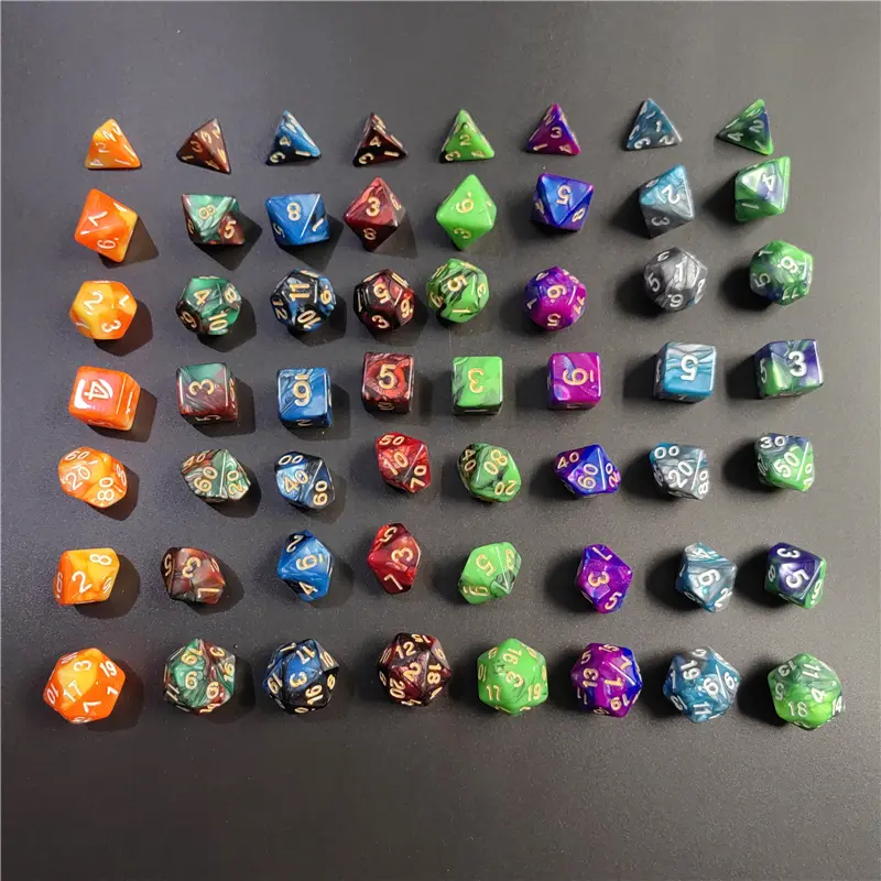 7PCS 1 Set 8 Colors Galaxy Style DND Dice Set D4 D6 D8 D10 D12 D20 Multifaceted Dice Are Used For TRPG Dragon Dungeon Board Game