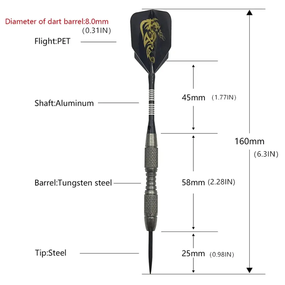 3pcs 20g Metal High Quality Imitation Tungsten Steel Darts 16cm (6.3inch) Rigid Needle Professional Training Adult Entertainment
