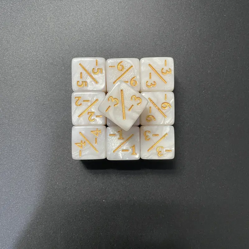 10pcs 1.6cm/0.63-inch dice counter with positive+1/+1 and negative -1/-1 dual color positive and negative dice