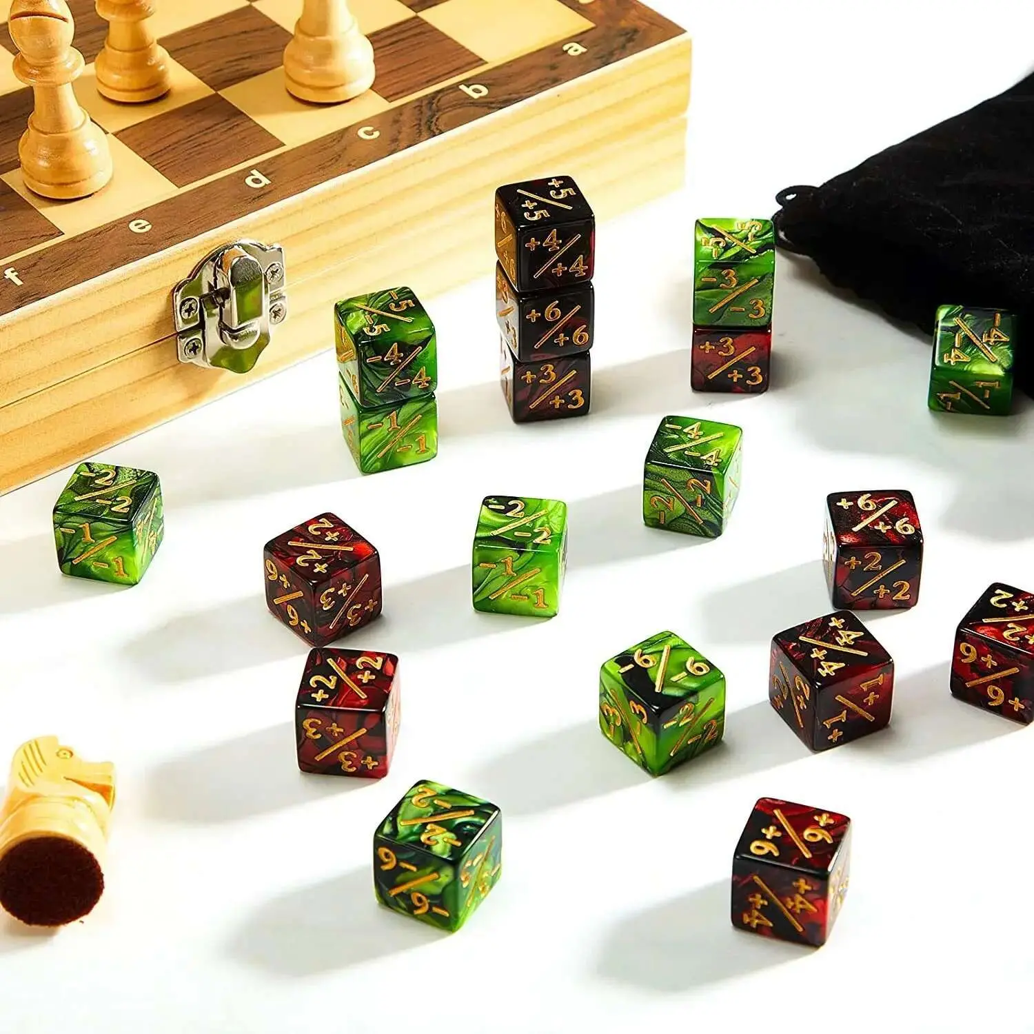 10Pcs 16mm 6 Side Dice Counters +1/-1 Dice Counting Dice  and negative  dual color positive and negative dice