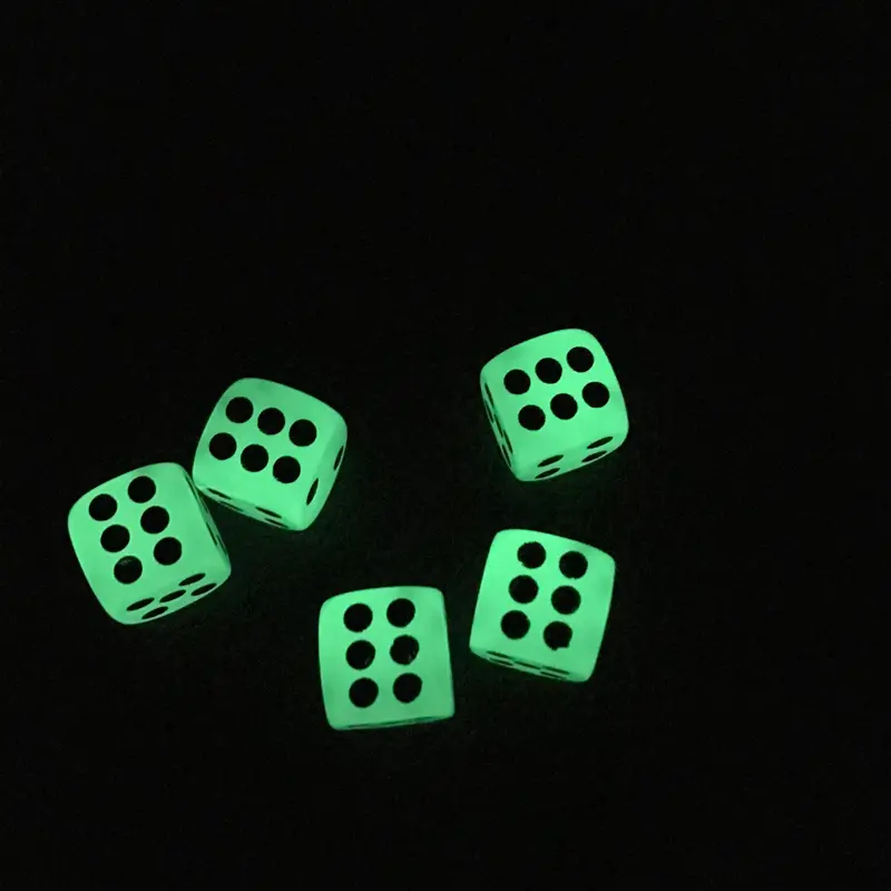 10Pcs/Lot 14mm Luminous Dice Rounded Corners Black Spots Dice Nightclub Bars KTV Boutique Entertainment Glowing Dice Set