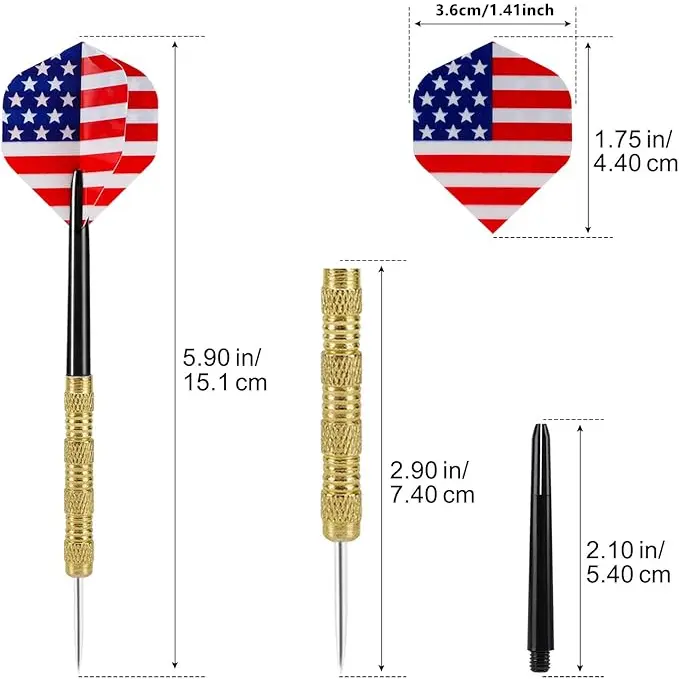 18 pcs darts different national tail durable metal darts needle plastic rods suitable for training and competitive competitions