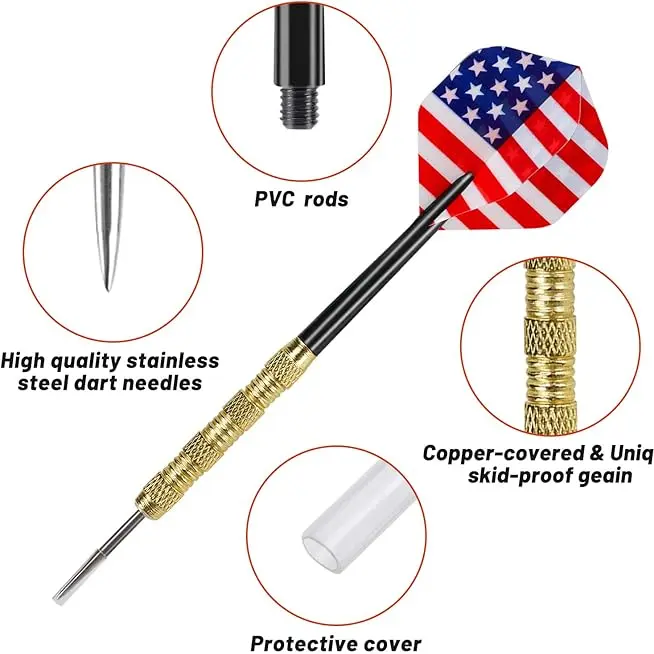 18 pcs darts different national tail durable metal darts needle plastic rods suitable for training and competitive competitions