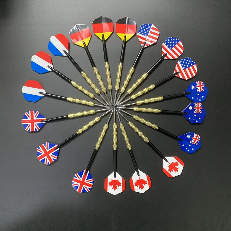 18 pcs darts different national tail durable metal darts needle plastic rods suitable for training and competitive competitions