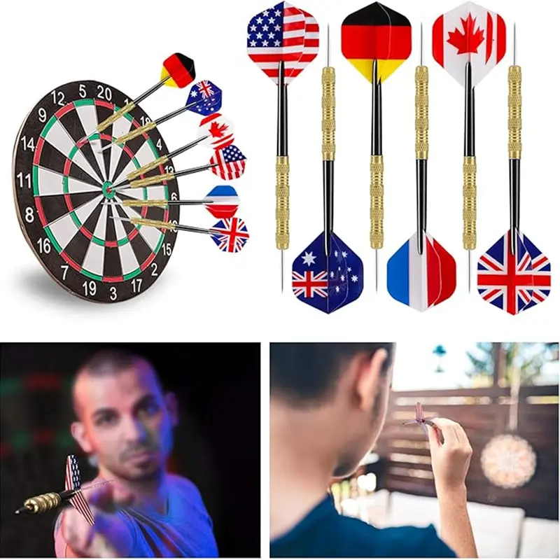 18 pcs darts different national tail durable metal darts needle plastic rods suitable for training and competitive competitions