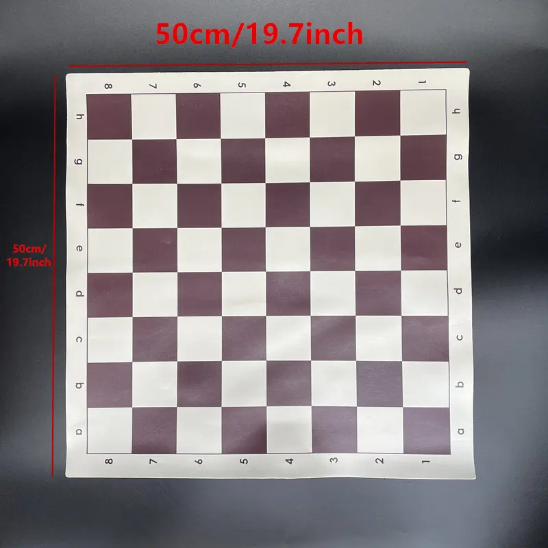 Large 50cm/19.7inch portable rollable soft chess brown board PU game accessories standard chessboard