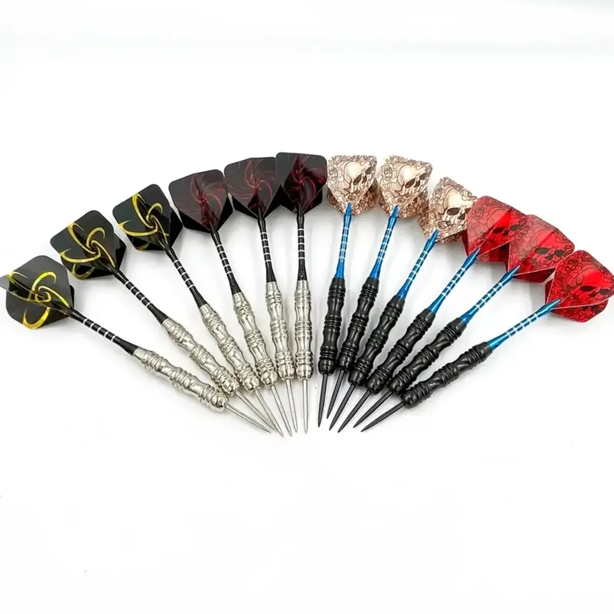 12 Pcs/ Set Of Dart Pro Metal Dart Steel Tips With Iron Pad Aluminum Dart Rod Extra Flying Dart Sharpener Sharpening Stone Box