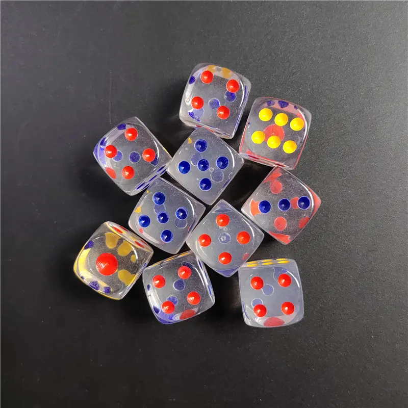 10 Pcs/set 12/14/16/18/20/25mm Acrylic Transparent Dice Hexahedral Rounded Corner Bar KTV Dice Set Desktop Entertainment Game