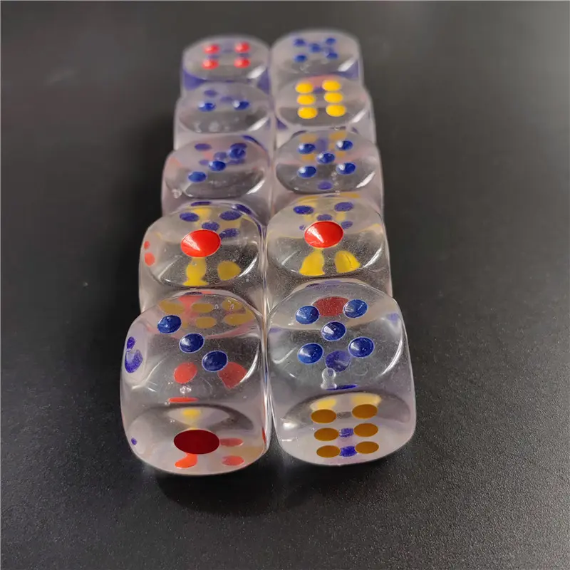 10 Pcs/set 12/14/16/18/20/25mm Acrylic Transparent Dice Hexahedral Rounded Corner Bar KTV Dice Set Desktop Entertainment Game