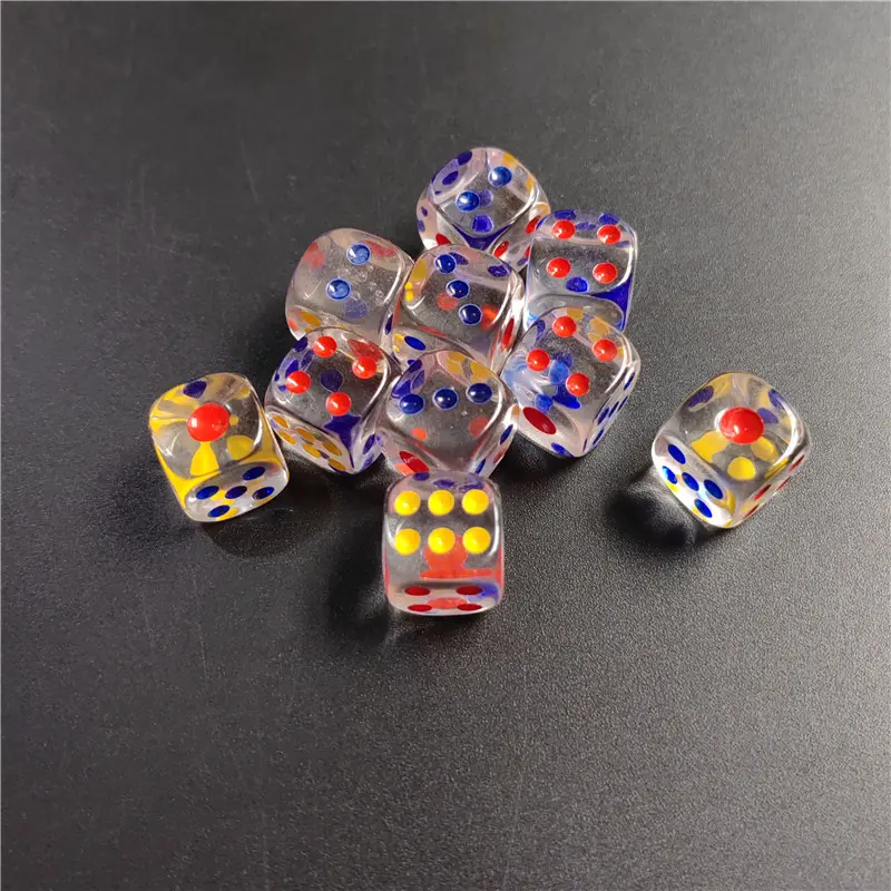 10 Pcs/set 12/14/16/18/20/25mm Acrylic Transparent Dice Hexahedral Rounded Corner Bar KTV Dice Set Desktop Entertainment Game