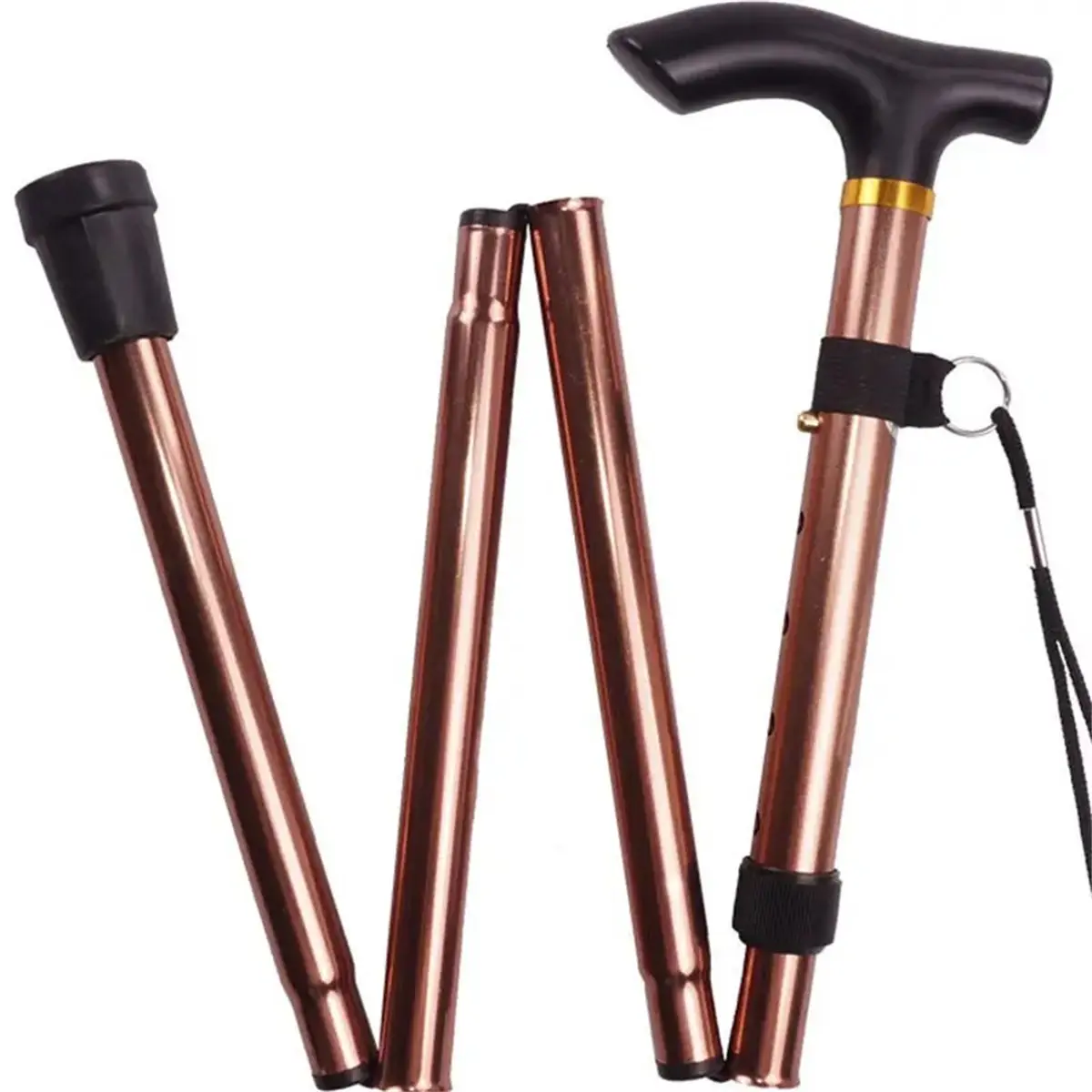 6 colors Alloy Foldable Trekking Poles 4 Section Ultralight Hiking Walking Stick Antiskid Cane Camping Accessories