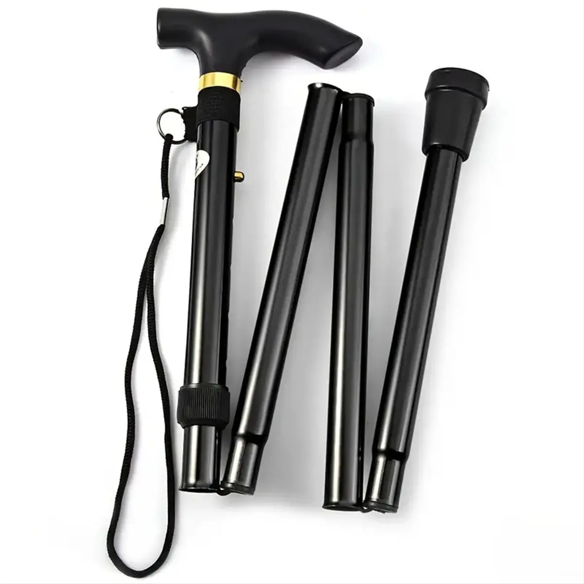 6 colors Alloy Foldable Trekking Poles 4 Section Ultralight Hiking Walking Stick Antiskid Cane Camping Accessories