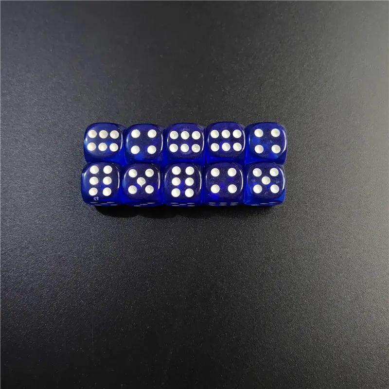 10 Pcs/set 12mm11 Colors Acrylic Transparent Dice Hexahedron Round Corner Entertainment Bar KTV Dice Set