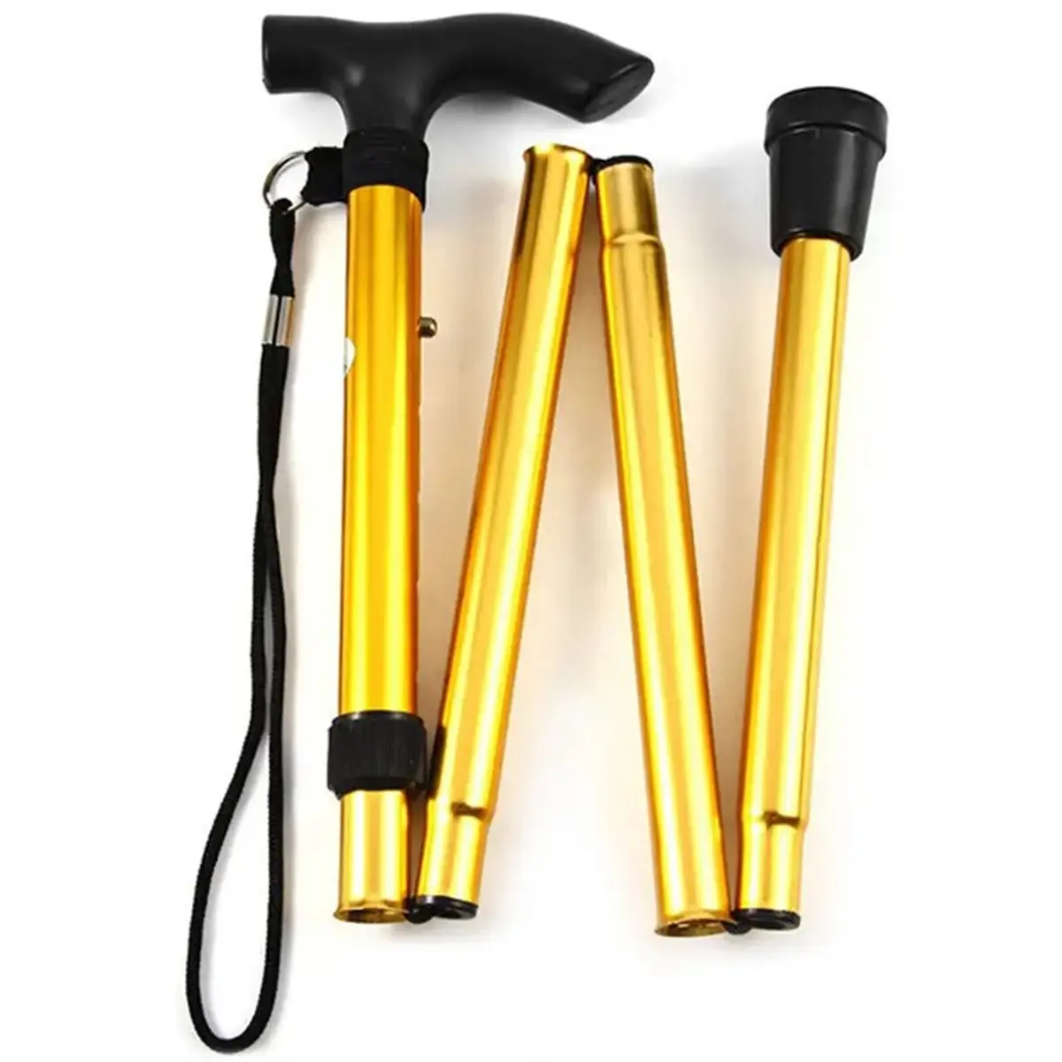 6 colors Alloy Foldable Trekking Poles 4 Section Ultralight Hiking Walking Stick Antiskid Cane Camping Accessories