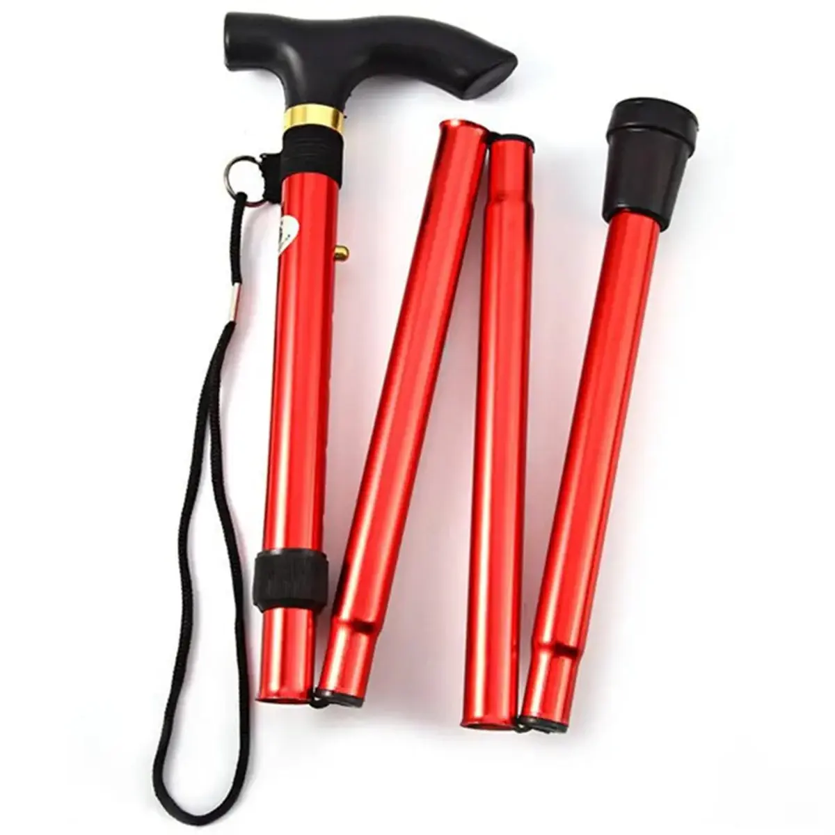 6 colors Alloy Foldable Trekking Poles 4 Section Ultralight Hiking Walking Stick Antiskid Cane Camping Accessories
