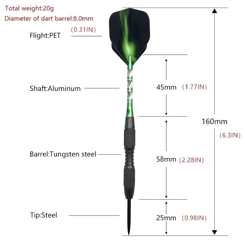 3pcs High-Grade Steel Tip Darts Set with Imitation Tungsten Needles and Printed Flights - Perfect for Accurate Target Throwing