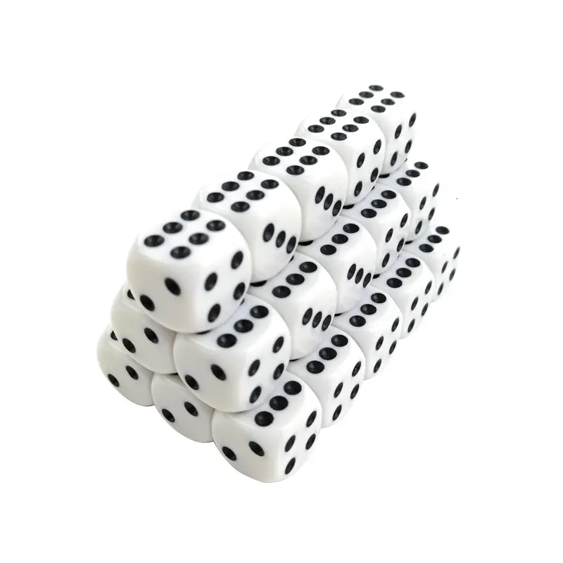 New 100/200 Pcs/Lot 16mm Dice Set White Black Point Drinking Dice Acrylic White Round Corner D6 Points Dice Club Party