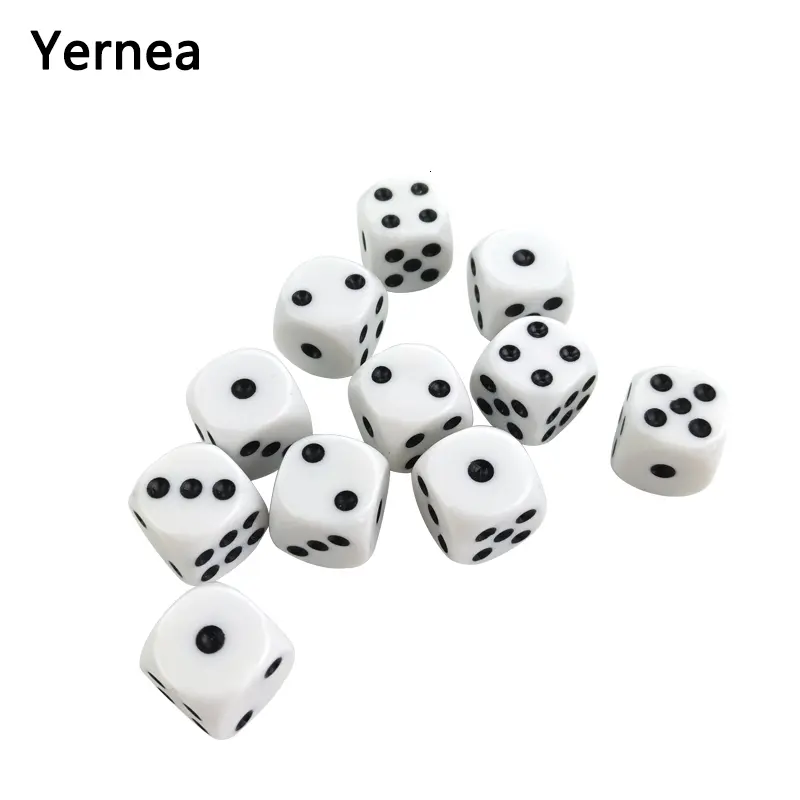 New 100/200 Pcs/Lot 16mm Dice Set White Black Point Drinking Dice Acrylic White Round Corner D6 Points Dice Club Party