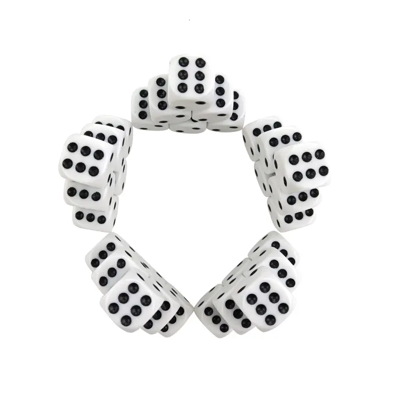 New 100/200 Pcs/Lot 16mm Dice Set White Black Point Drinking Dice Acrylic White Round Corner D6 Points Dice Club Party