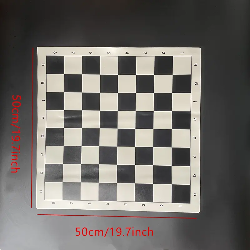 Large 50cm/19.7inch portable, rollable soft chess black and white grid board, PU material game accessory standard board