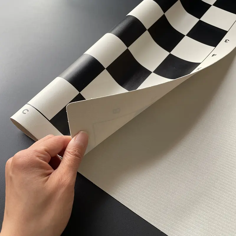 Large 50cm/19.7inch portable, rollable soft chess black and white grid board, PU material game accessory standard board