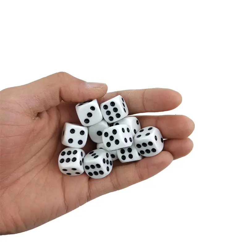 New 100/200 Pcs/Lot 16mm Dice Set White Black Point Drinking Dice Acrylic White Round Corner D6 Points Dice Club Party