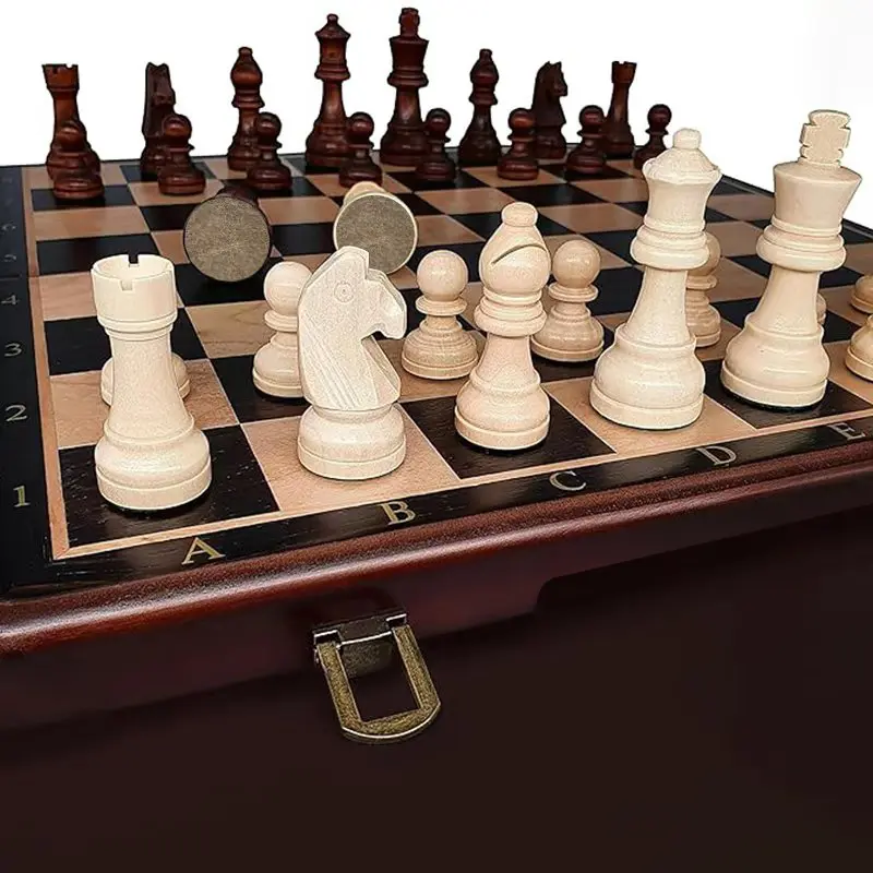 Ebony chess game board 38cm/15inch foldable board game entertainment king 7.6cm/3inch tall
