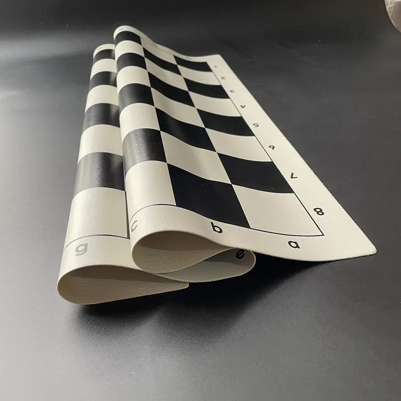 Large 50cm/19.7inch portable, rollable soft chess black and white grid board, PU material game accessory standard board