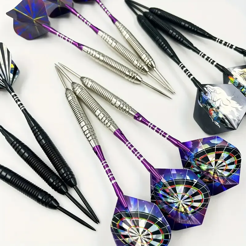 12 professional metal dart anti slip aluminum dart shaft dart steel tip set with anti slip dart shaft sharpener and gift box